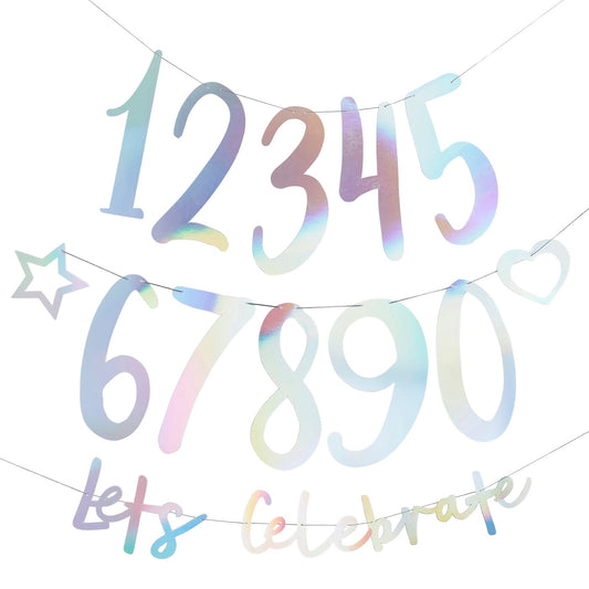 Iridescent 'Let's Celebrate' Customisable Card Banner x2 2m