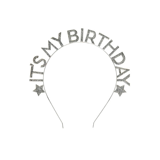 Silver 'Happy Birthday' Glitter Metal Headband