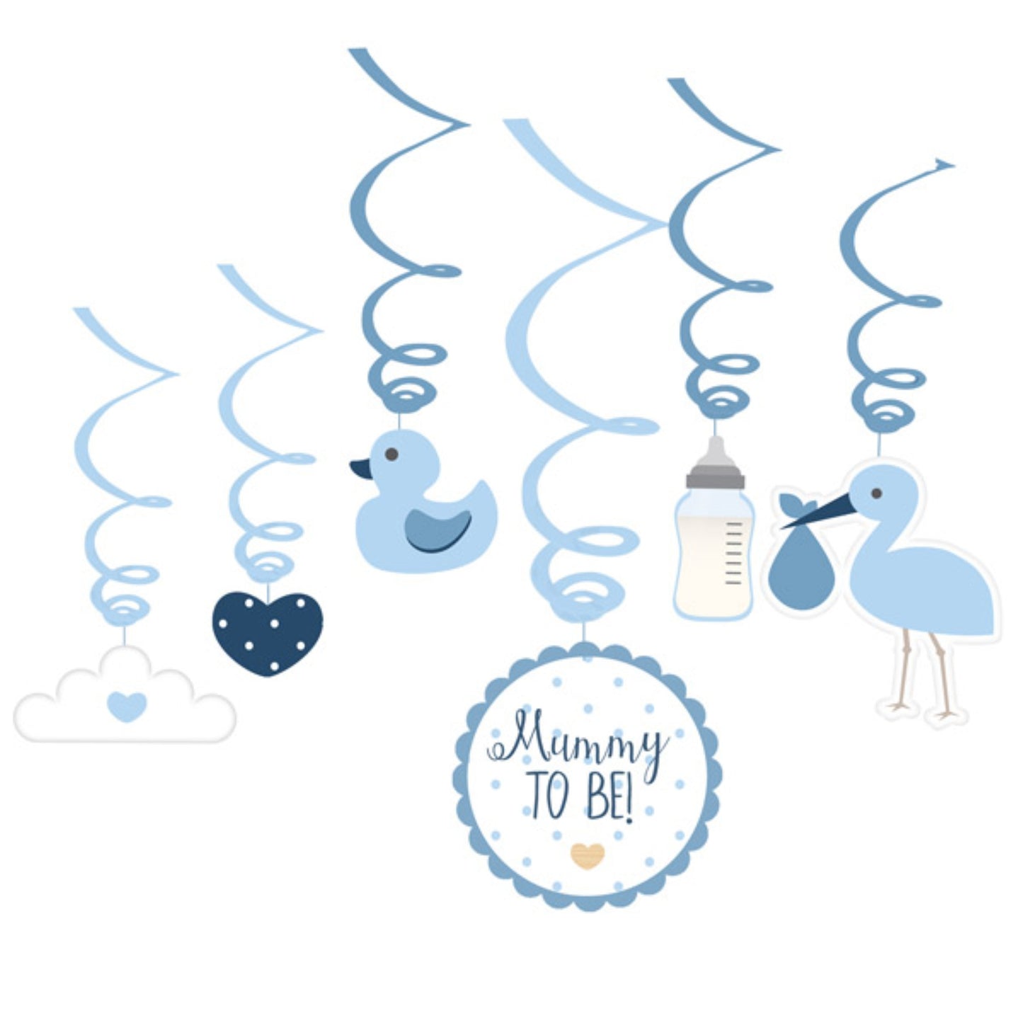 BLUE SWIRL DECORATIONS - PACK OF 6