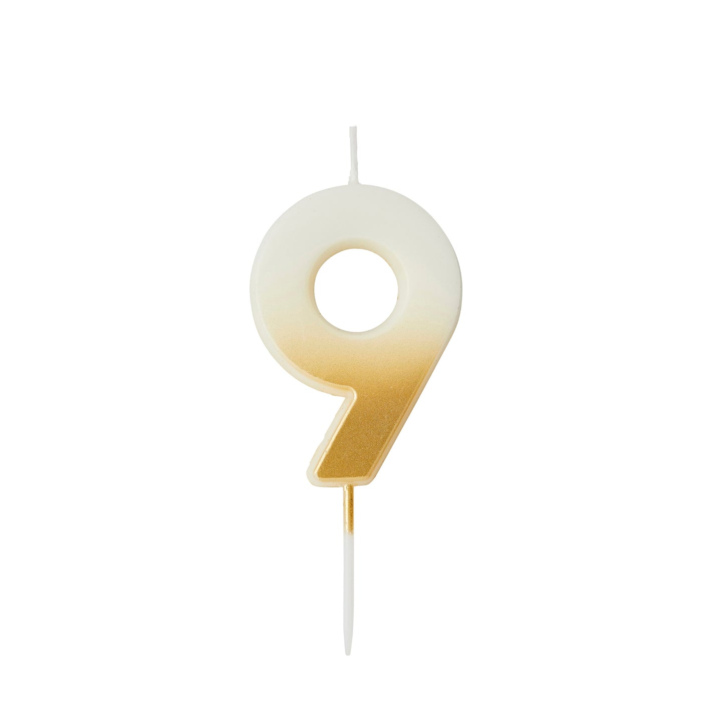 Gold Ombre Number '9' Candle