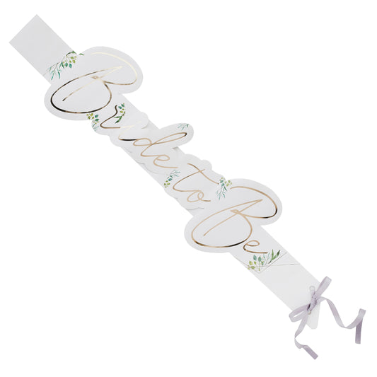 Geometric Greenery 'Bride To Be' Paper Sash - Pack of 1