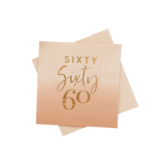 Gold Foiled 'Sixty' Paper Napkins - Pack of 16