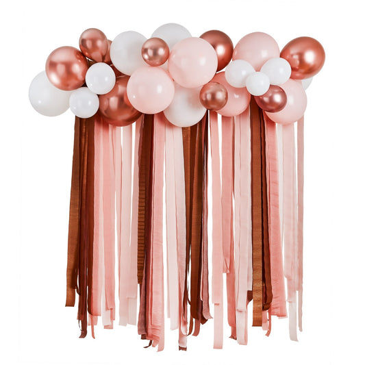 BACKDROP KIT BALLOON AND STREAMERS ROSE GOLD
