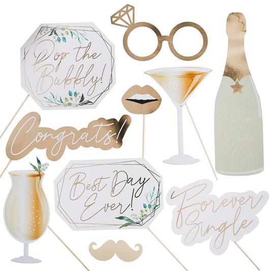 Geometric Greenery Photo Booth Props - Pack of 10