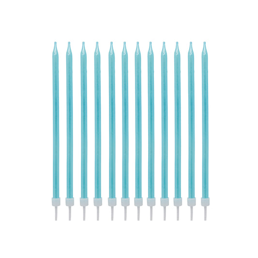 Blue Tall Skinny Candles - Pack of 12