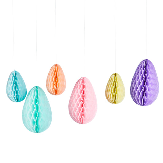 Pastel Egg Honeycomb Decorations - Pack of 6
