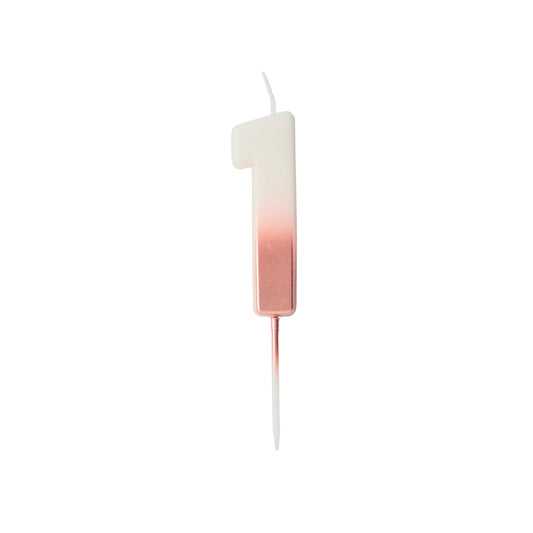 Rose Gold Ombre Number '1' Candle