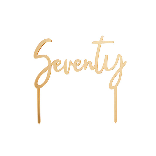 Gold 'Seventy' Acrylic Cake Topper