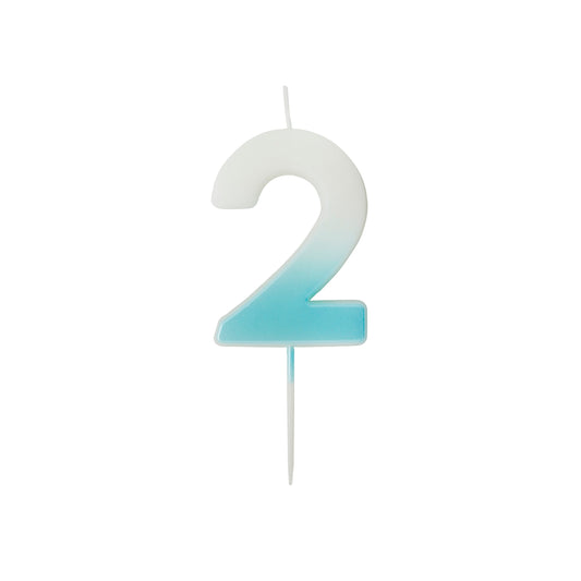 Blue Ombre Number '2' Candle