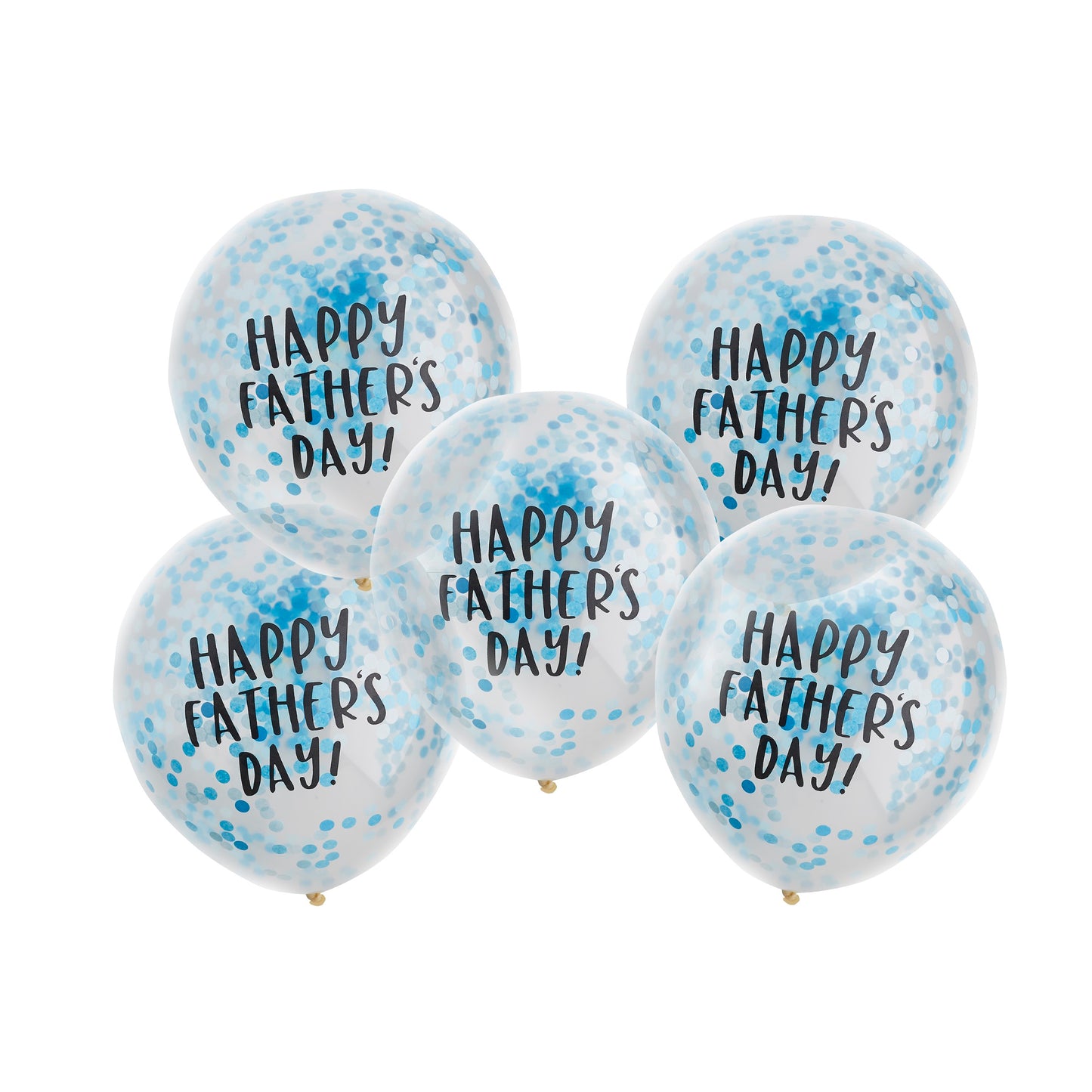Happy Father's Day Blue Confetti  Filled Latex 12" Balloons 5 Pack
