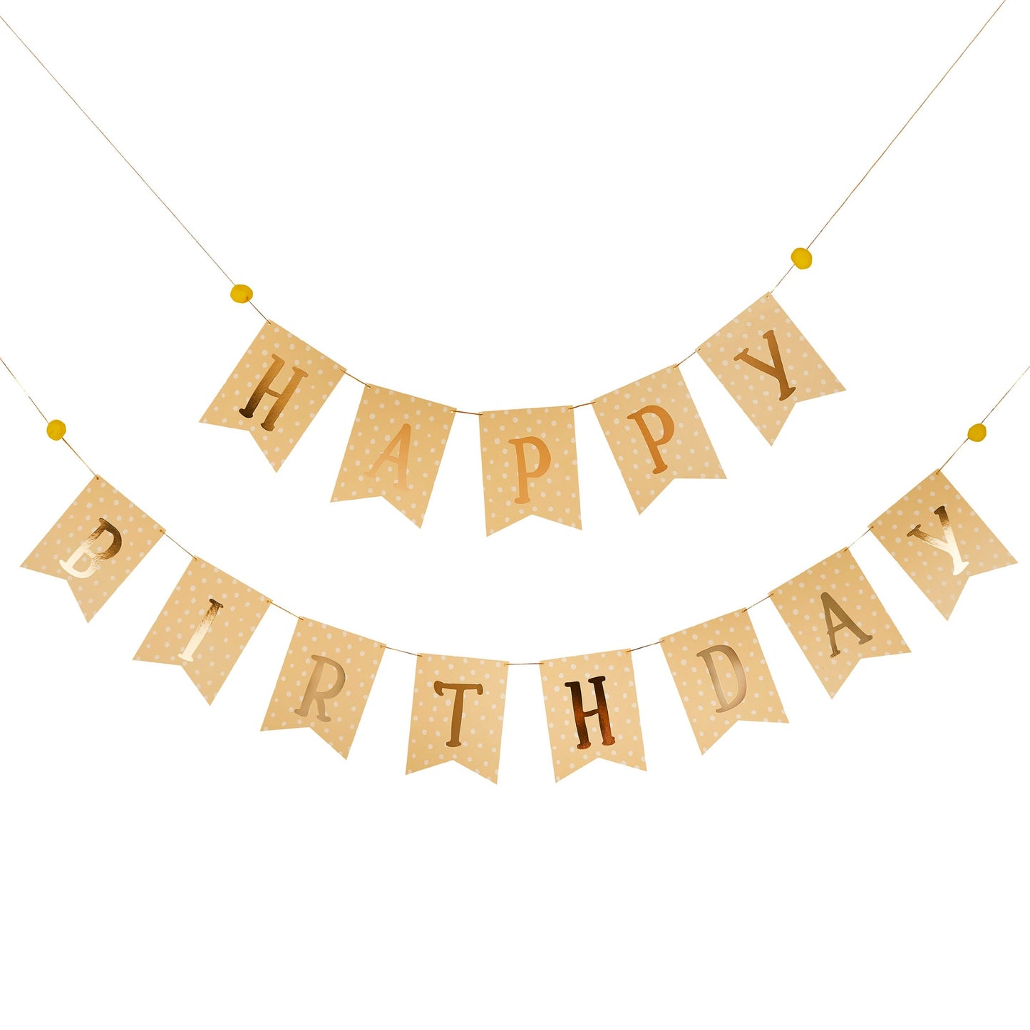 Gold 'Happy Birthday' Flag Card Bunting 2.5m