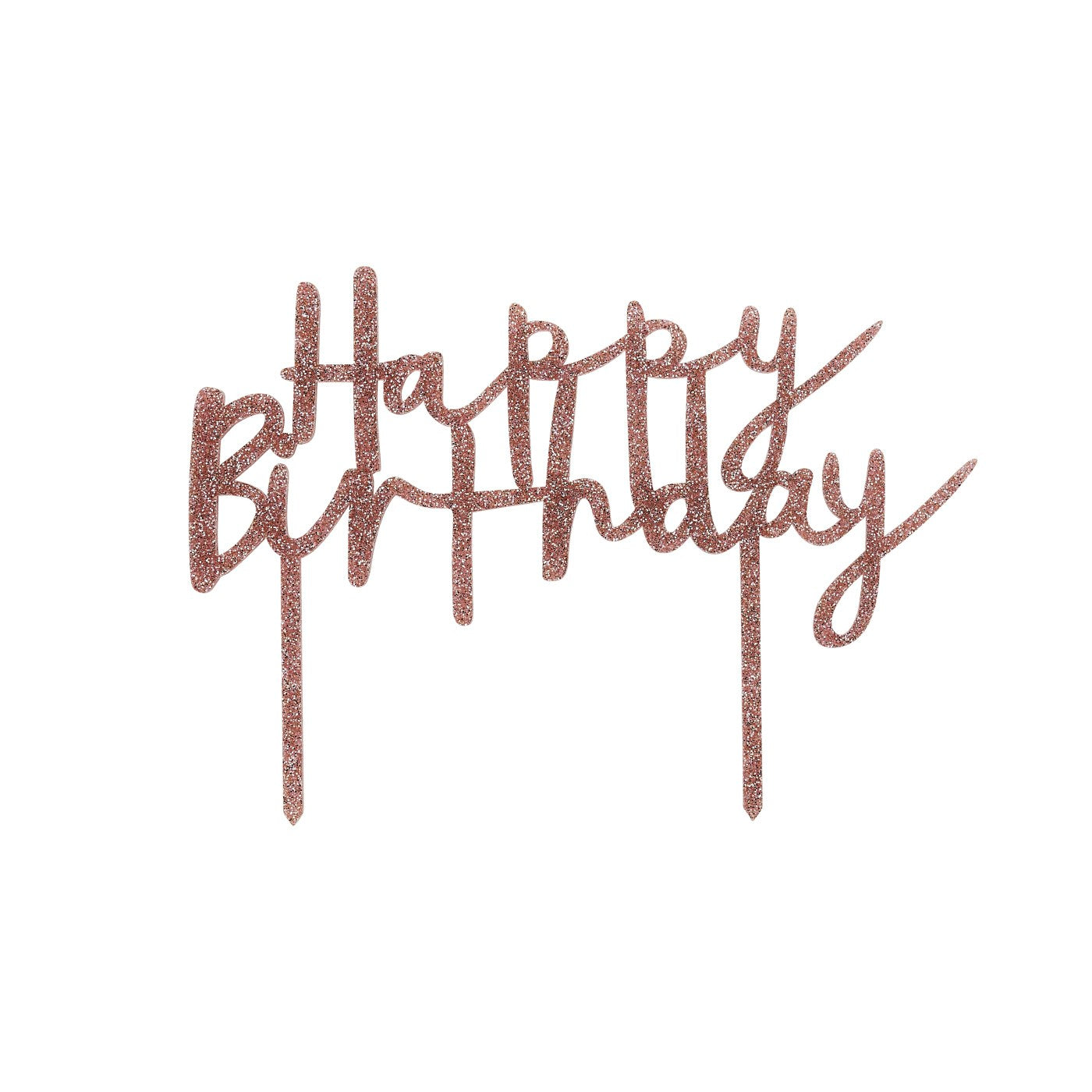 Rose Gold 'Happy Birthday' Glitter Acrylic Cake Topper