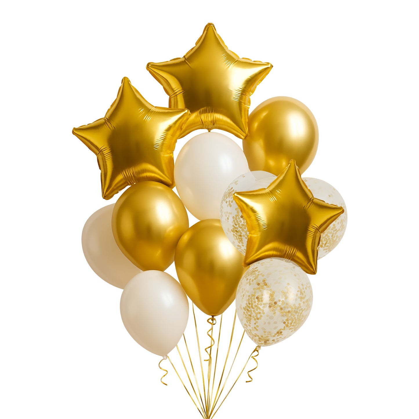 Gold Celebration Latex & Foil Balloon Bundle - Pack of 12