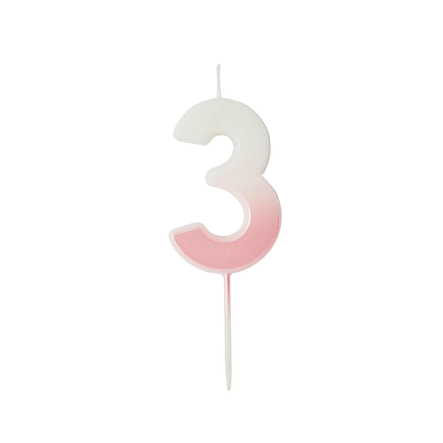 Pink Ombre Number '3' Candle