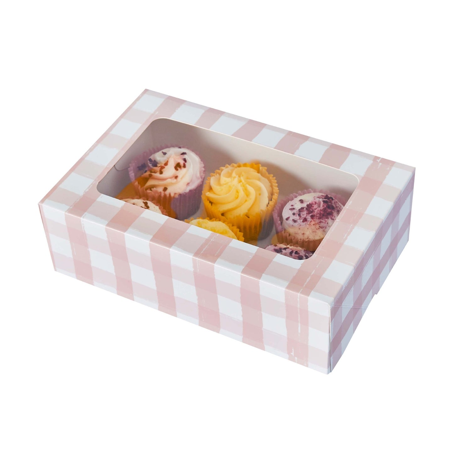 Gingham 6 Piece Cupcake Box