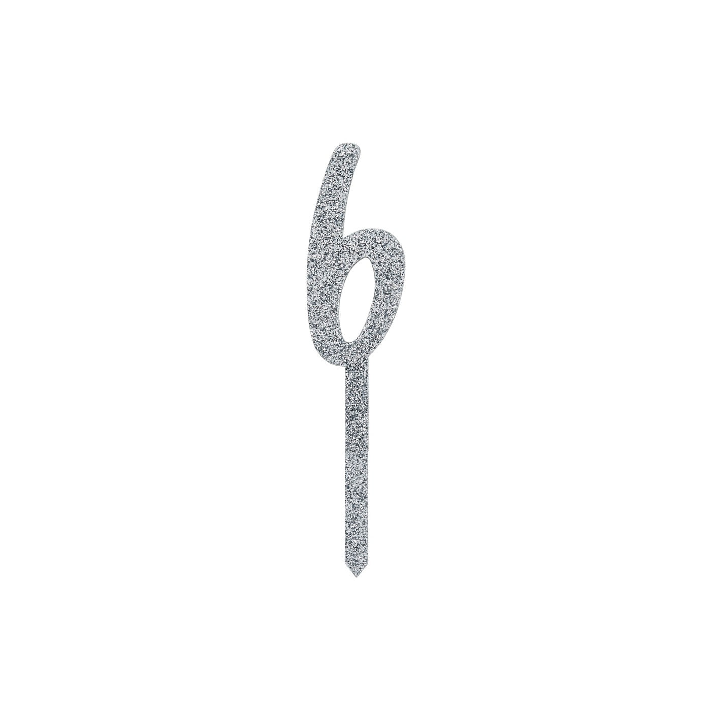 Silver Number '6' Glitter Acrylic Cake Topper