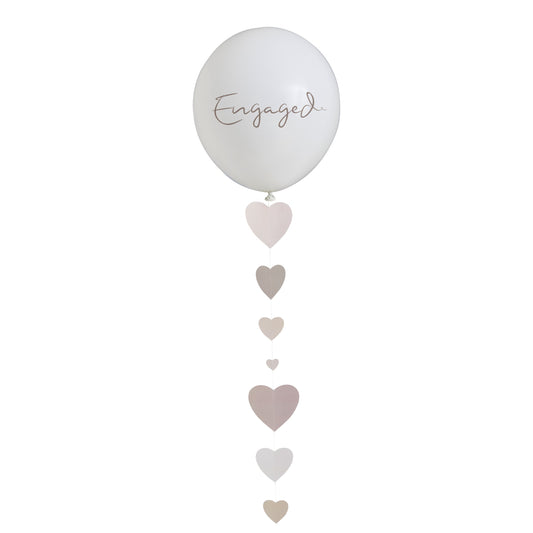 ENGAGED LATEX BALLOON & TRAILING HEART TAIL 46CM