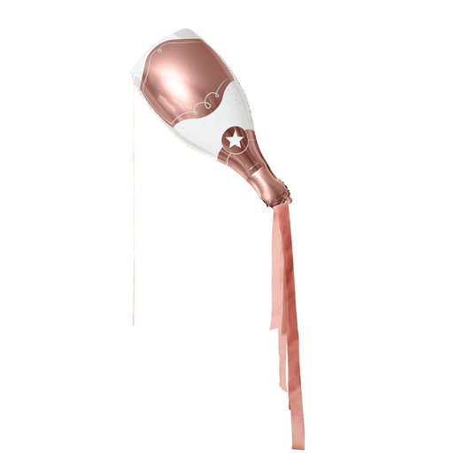 Rose Gold & White Champagne Bottle Foil Balloon & Tassels