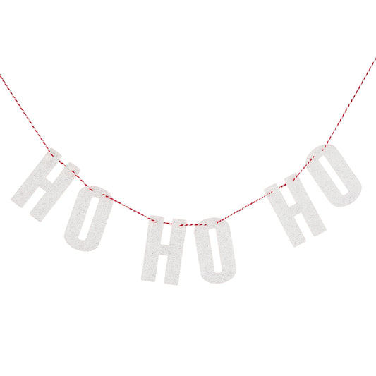 White 'Ho Ho Ho' Glitter Acrylic Garland 1m