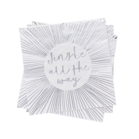 Silver 'Jingle All The Way' Paper Napkins - Pack of 16