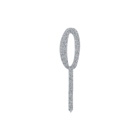 Silver Number '0' Glitter Acrylic Cake Topper