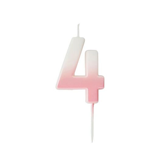 Pink Ombre Number '4' Candle