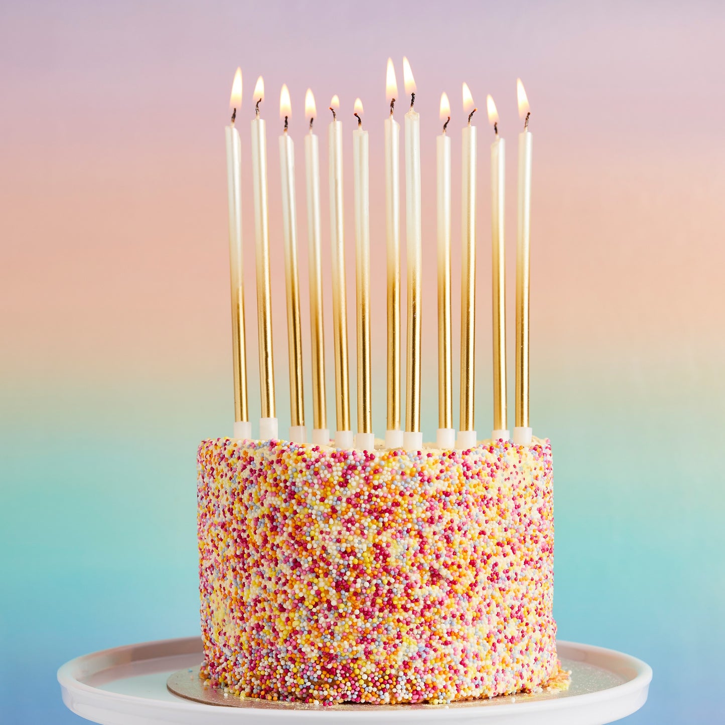Gold Ombre Tall Skinny Candles - Pack of 12