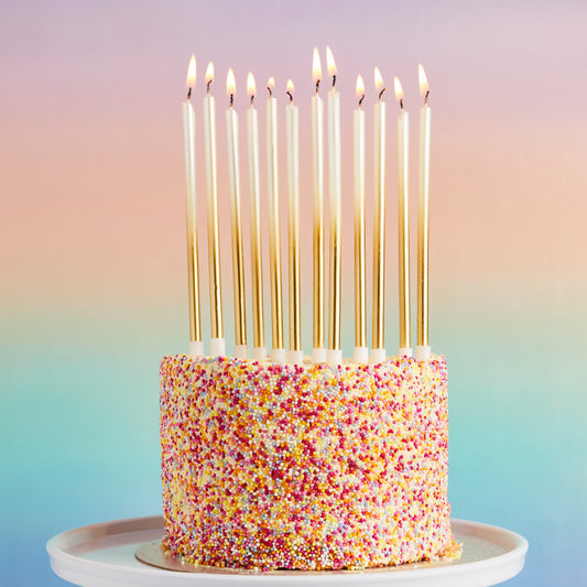 Gold Ombre Tall Skinny Candles - Pack of 12