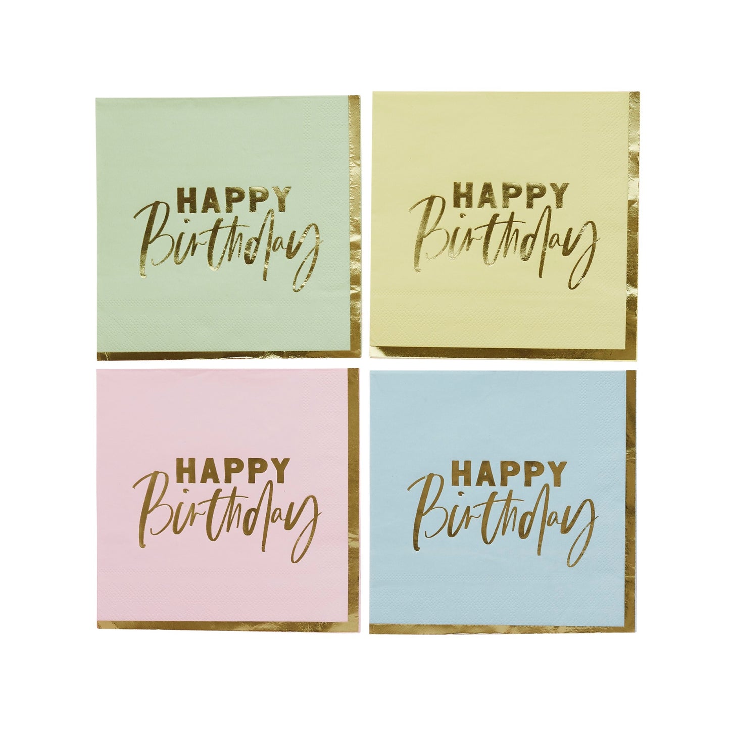 Pastel 'Happy Birthday' Paper Napkins - Pack of 16