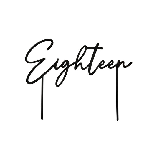 Black 'Eighteen' Acrylic Cake Topper