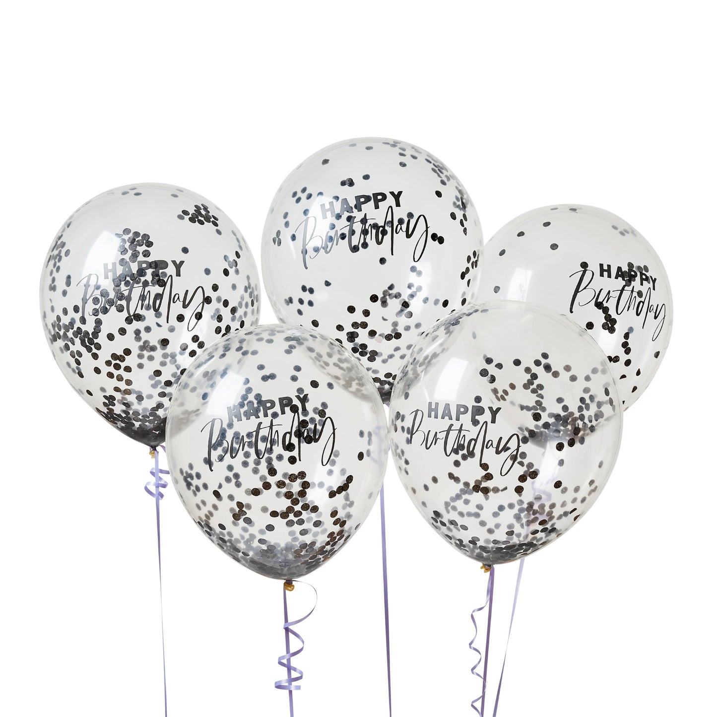 Happy Birthday Confetti 12'' Latex Balloons - Pack of 5