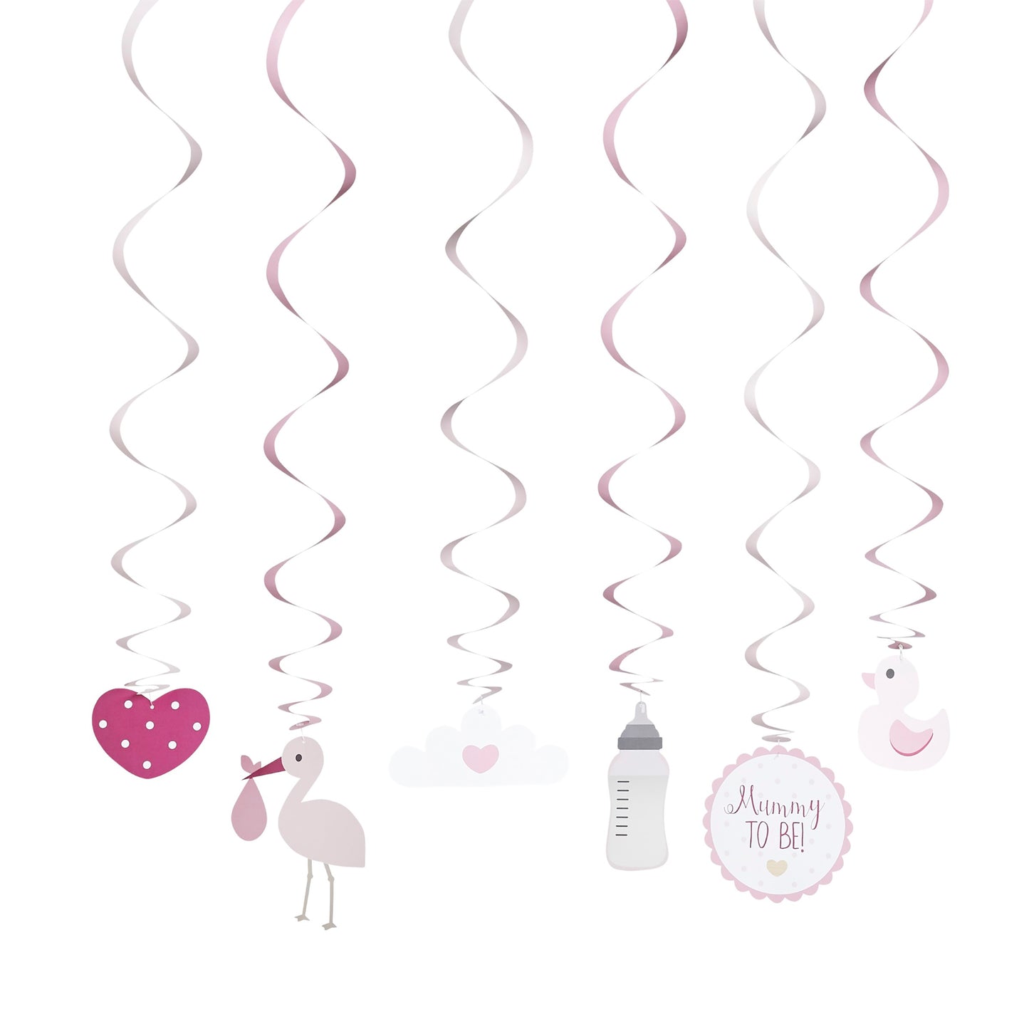 Pink Swirl Decorations - Pack of 6