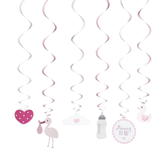 Pink Swirl Decorations - Pack of 6