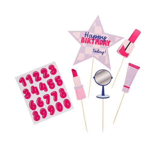 Pamper Party 'Happy Birthday' Card Cake Topper Set