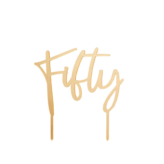 Gold 'Fifty' Acrylic Cake Topper