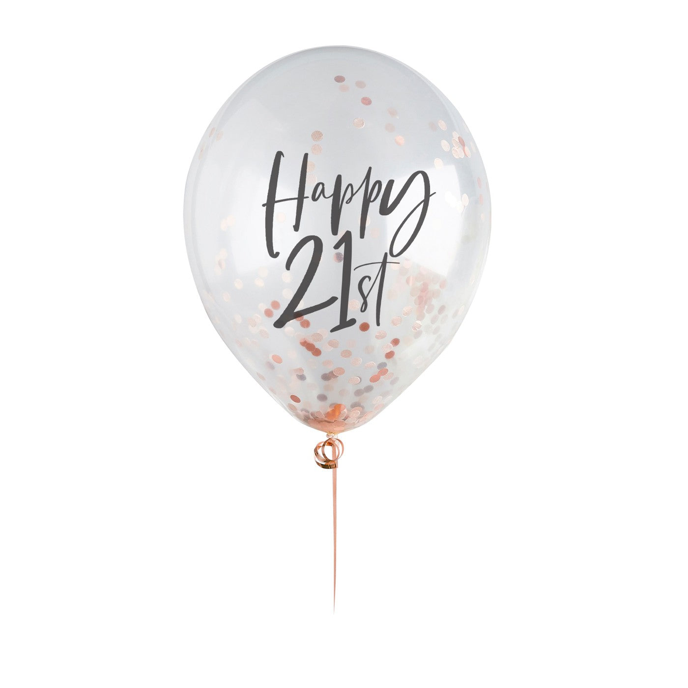 Rose Gold 'Happy 21st' Confetti 12" Latex Balloons - Pack of 5