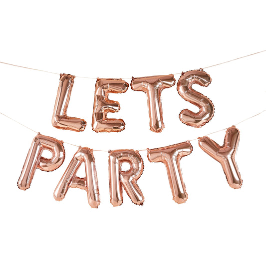 Rose Gold 'Let's Party' 16" Foil Balloon Garland