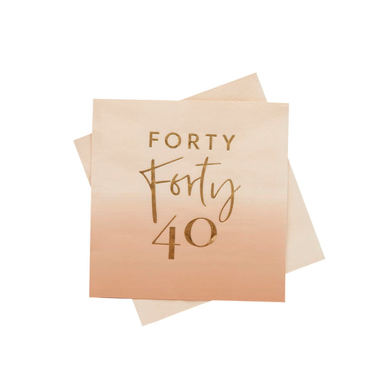 Gold Foiled 'Forty' Paper Napkins - Pack of 16