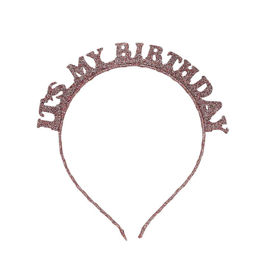 Rose Gold 'It's My Birthday' Glitter Headband