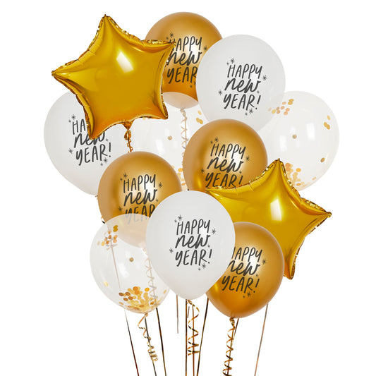 New Years 12" Latex Balloon Bundle - Pack of 12