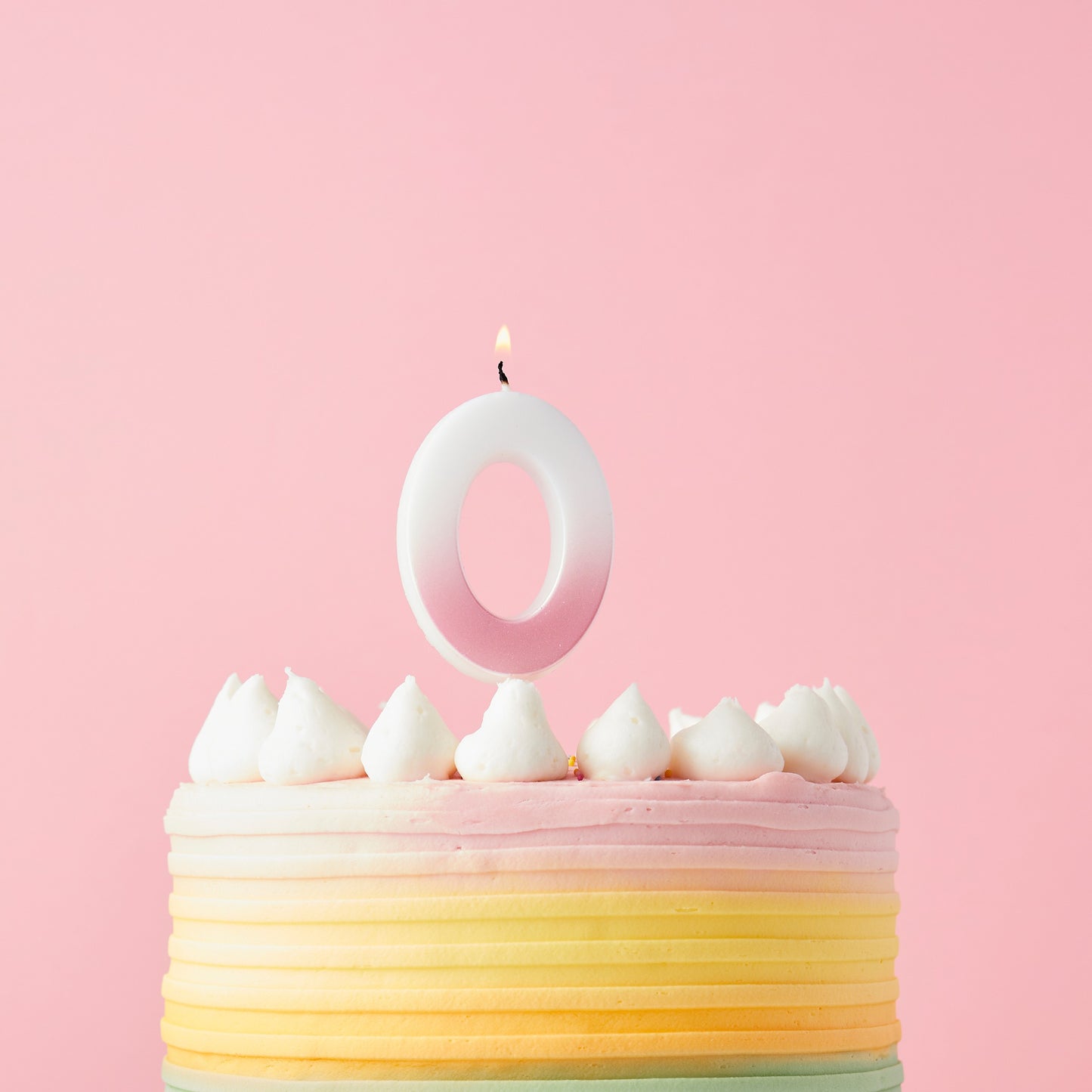 Pink Ombre Number '0' Candle