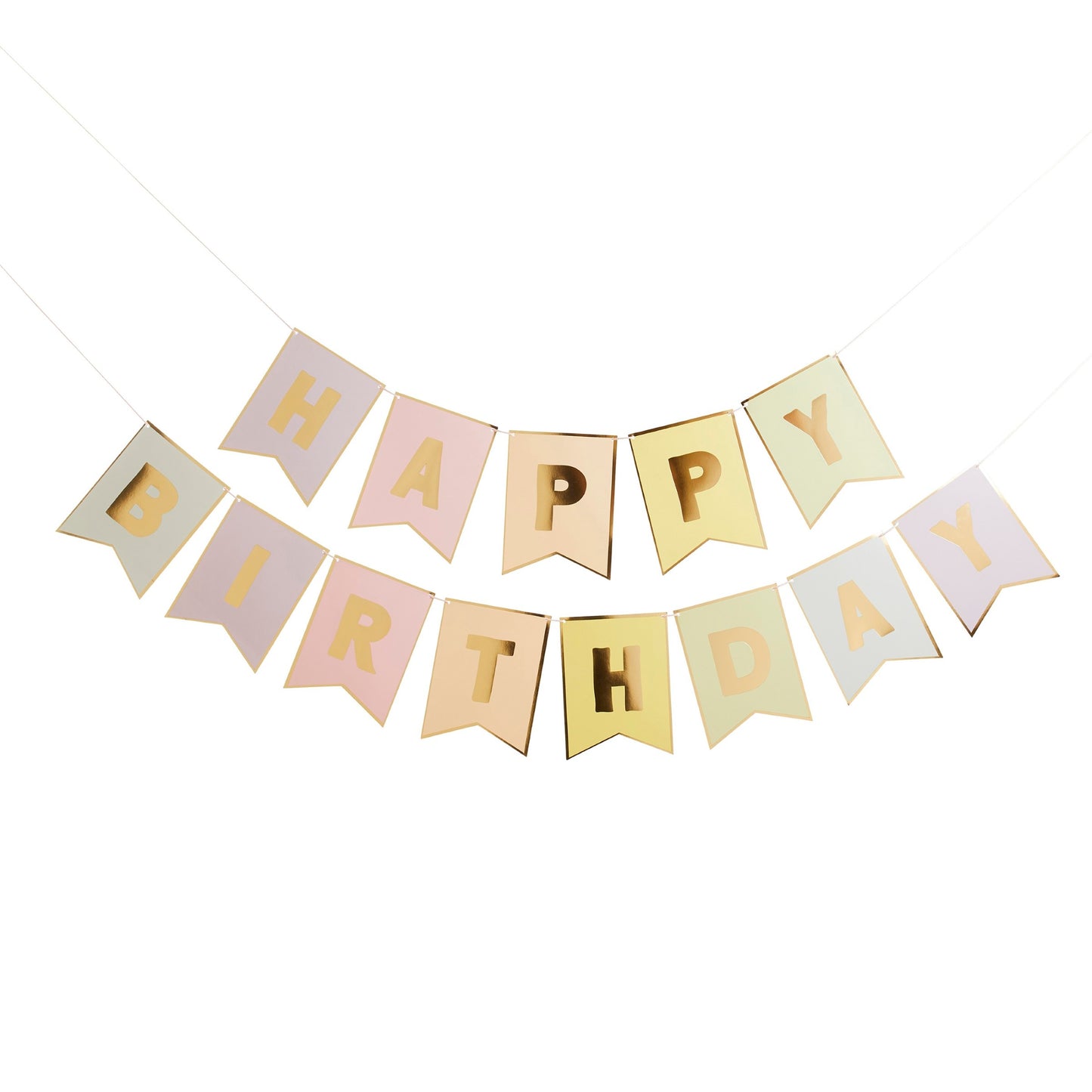 Pastel 'Happy Birthday' Flag Card Banner 3m