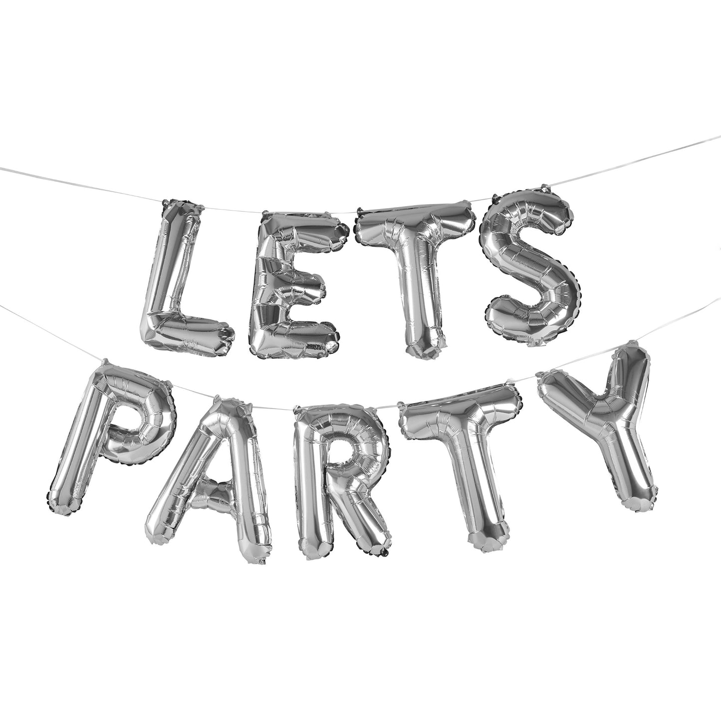 Silver' Let's Party' 16" Foil Balloon Garland