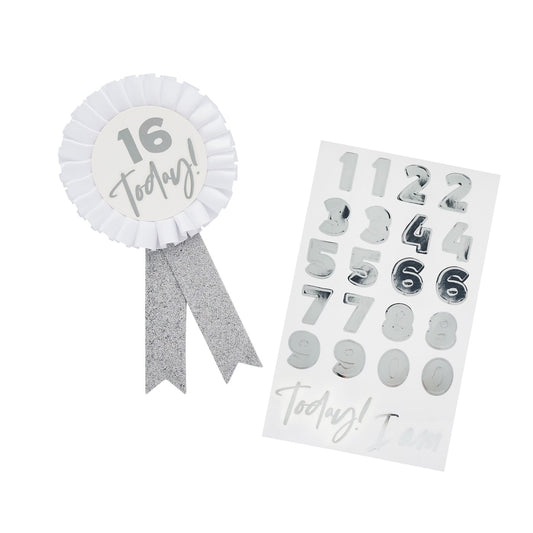 Silver Customisable Birthday Badge