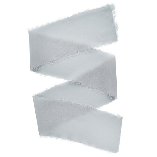 Grey Chiffon Crepe Frayed Ribbon - 50mm x 5m
