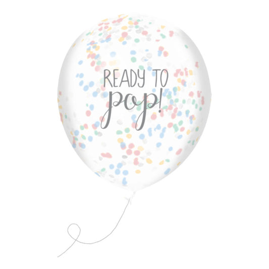 Unisex 'Ready To Pop' Confetti Filled 12" Latex Balloons - Pack of 5