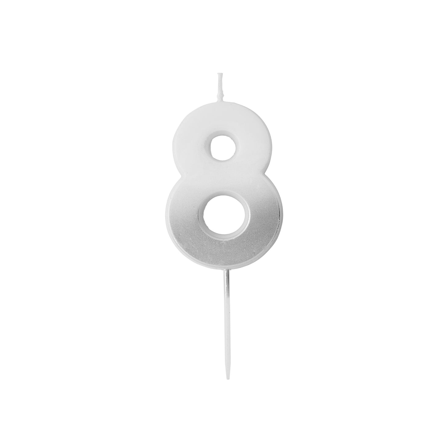 Silver Ombre Number '8' Candle