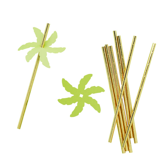 Tropic Palm Leaf Paper Straws - Pack of 24