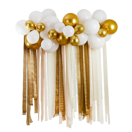 Gold Metallic Balloon & Streamer Backdrop Kit