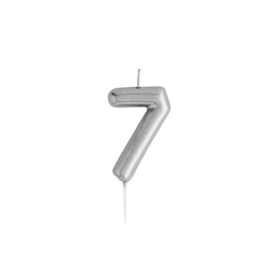 Silver Number '7' Candle